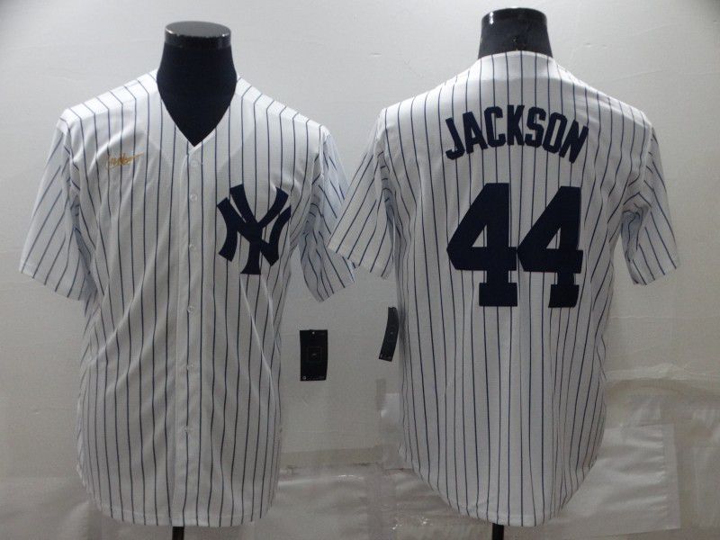 Men New York Yankees #44 Jackson White Strip Game 2022 Nike MLB Jersey->new york yankees->MLB Jersey